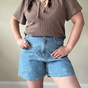 Vintage Lee Botanical Floral Denim Shorts